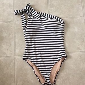 J Crew navy/ivory stripped one piece bathing suit